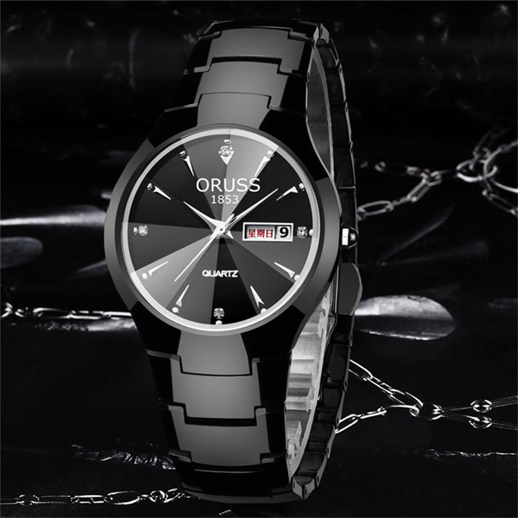 Watch Men S Luminous Watch Tungsten Steel Waterproof Fashion Student, Couple Watch Men S Calendar Quartz Watch