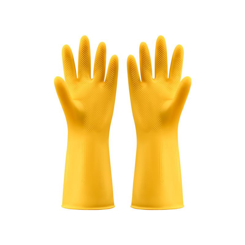 

Женские водонепроницаемые прочные резиновые латексные перчатки для уборки кухни, мытья посуды и мытья полов Latex gloves - yellow 90g - size L - 1 pair