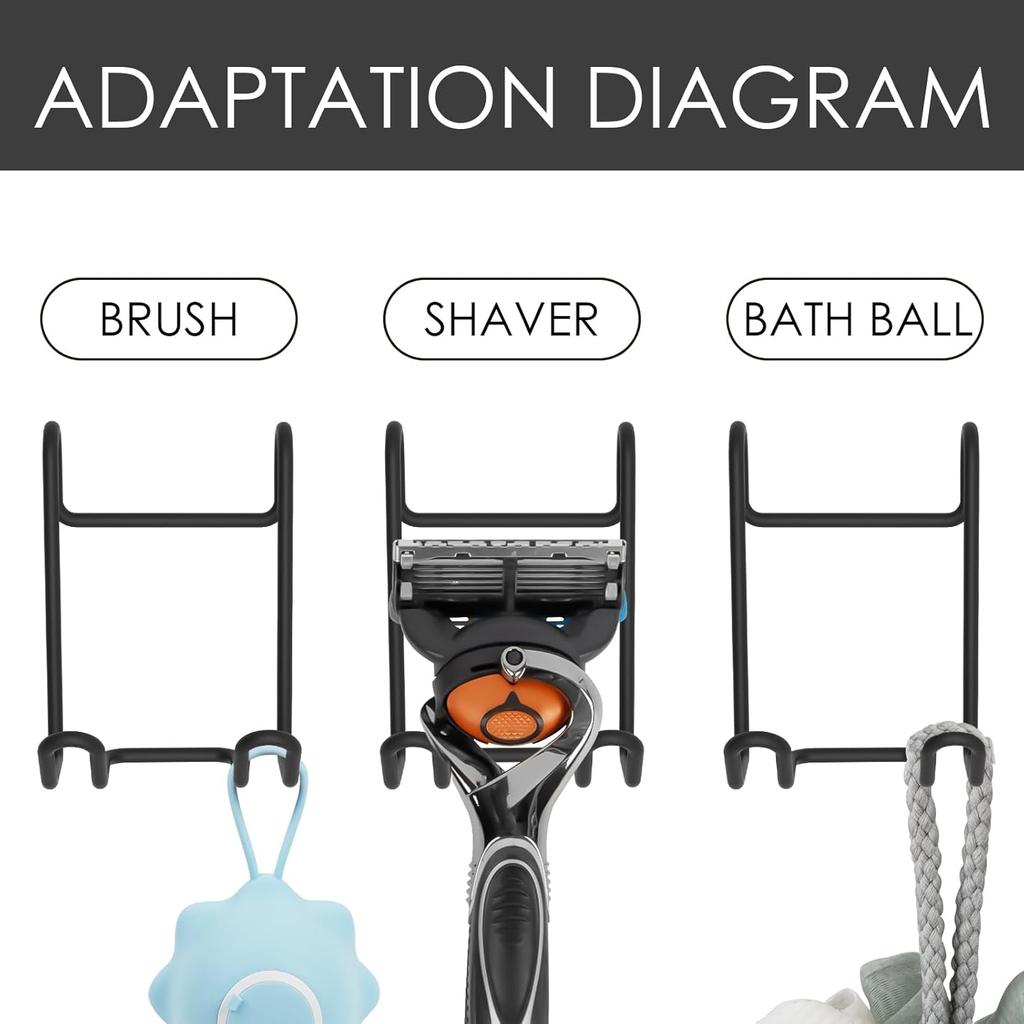 Shower Basket Rack Shelf Hook, Hanger for Wall-Mounted Shower Caddy Accessories, Suitable for Storing Loofahs, Razors, Body Brushes Utility Hooks