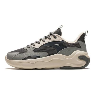 Round Toe Lace-Up Versatile Shock Absorbing Wear-Resistant Low-Top Casual Shoes Men Sneaker Gray 112418813-3