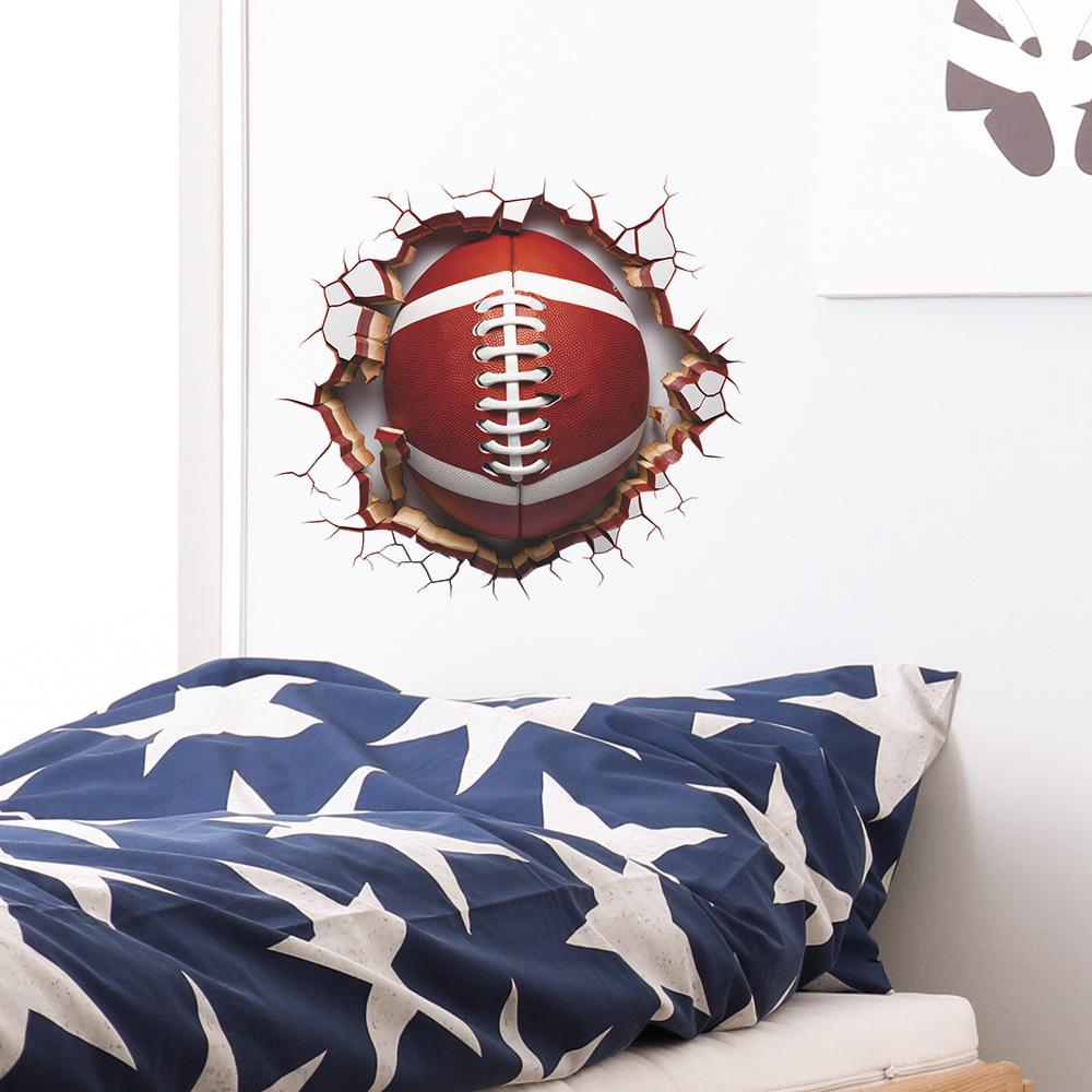 Fun-f108 Broken Wall Rugby Children's Bedroom Study Home Beautification Wall Sticker