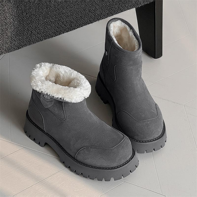 Chelsea Snow Boots Winter Padded Cotton Shoes Platform British Martin Boots Women s size 36 серый