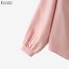 ZANZEA Women Casual Round Neck Solid Color 3/4 Sleeve Loose Blouse