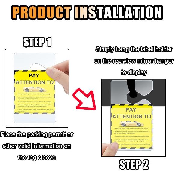 Porte-permis de stationnement transparent GLSOWEE, Support pour documents pour rétroviseur de voiture, Porte-carte de stationnement vertical pour parking pour laissez-passer/permis/petits objets