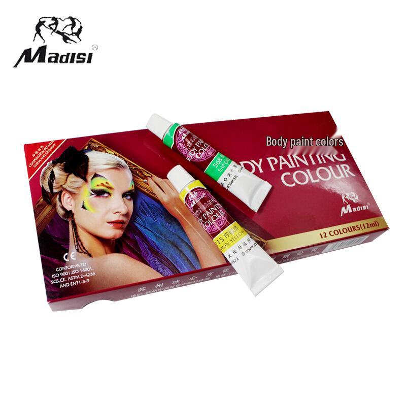 

Matisse Madisi 12-Color Body and Face Paint Set for Kids Halloween and Theater 12ml per tube