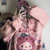 Felpa con cappuccio Kawaii Harajuku per donna Felpa coreana Felpa con stampa Anime Vintage Rosa Felpa con cappuccio oversize Vestiti carini Top per ragazze