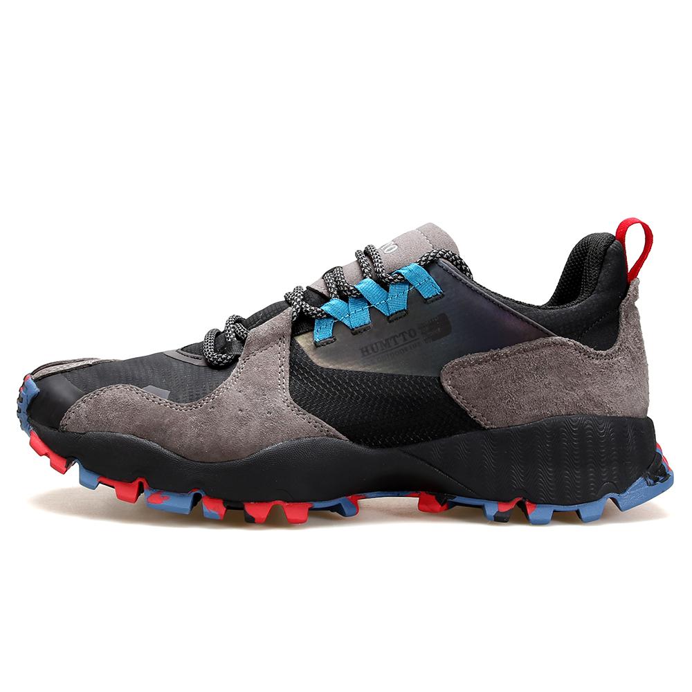 

HUMTTO амортизирующая мужская обувь для бега по пересеченной местности, кожаные повседневные кроссовки, дышащая нескользящая мужская спортивная обувь для мужчин, модные теннисные кроссовки 45 чёрный/серый