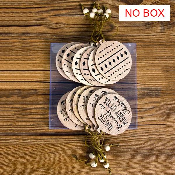12PCS Christmas Wooden Pendants No Box Hallow Star/Angel/Tree Ornaments Home Christmas Tree Hanging Decoration Kids Gift Supply