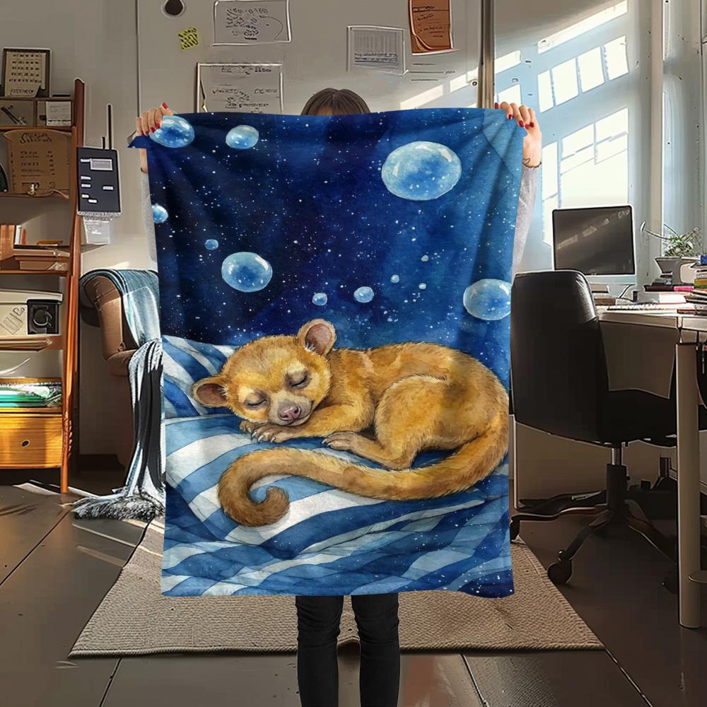 1PC Watercolor style Print FlAannel Blanket, High quality Comfortable for All Seasons, Home Decor, Warmth and Comfort