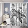 1Pc Turtle And Coral Patterned Shower Curtain, Polyester Fabric, With Hooks, Machine Washable, Suitable For Bathroom Dcor.