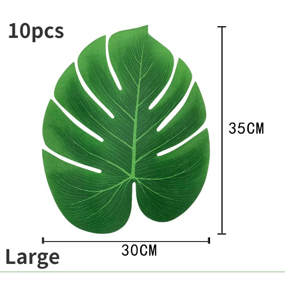 10pcs Hawaii Artificial Palm Leaf Turtle Back Leaf Jungle Beach Theme Party Flower Arrangement Mat Accessories Cup Mat