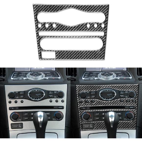 NVCNX Real Carbon Fiber Compatible with Infiniti G35 G37 X S 2007 2008 2009 2010 Sedan Coupe Convertible Car Accessories Interior Trim Dash CD AC