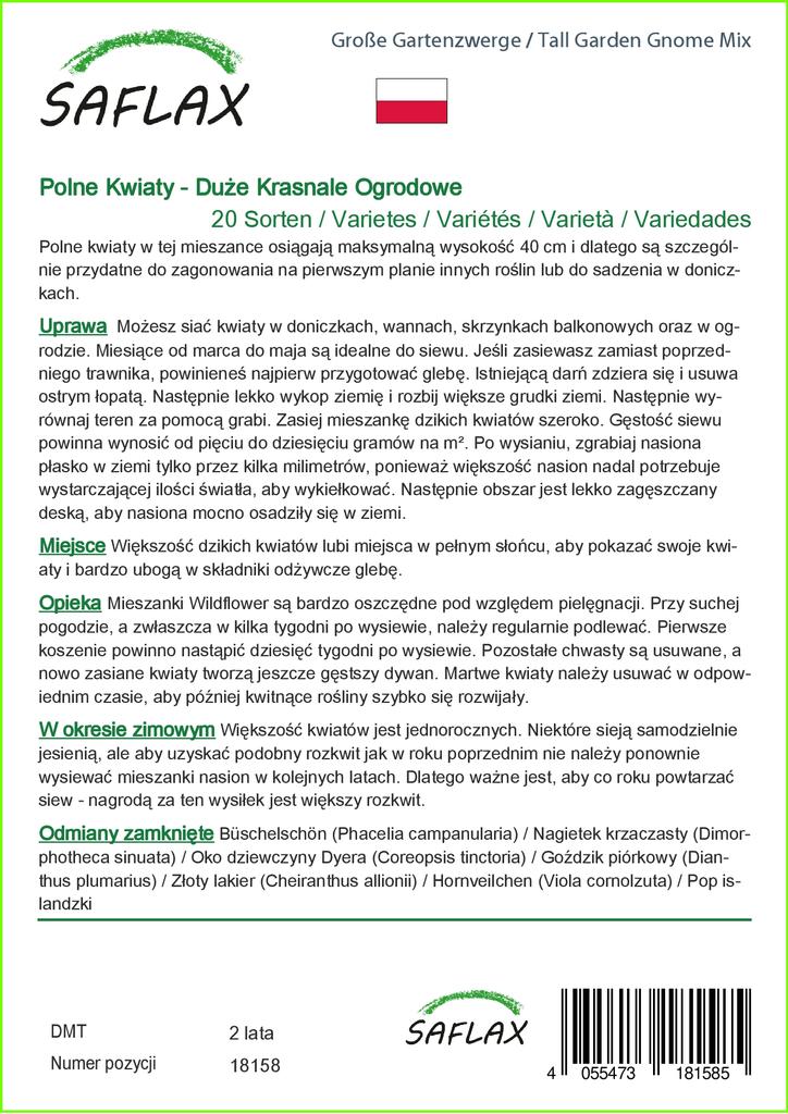 SAFLAX Hoher Gartenzwerg-Mix – 1000 Samen – 20 Wildblumen-Mix