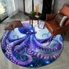 Crystal velvet round rug purple octopus underwater sea creature design living room bedroom decor ocean themedanti slip floor mat