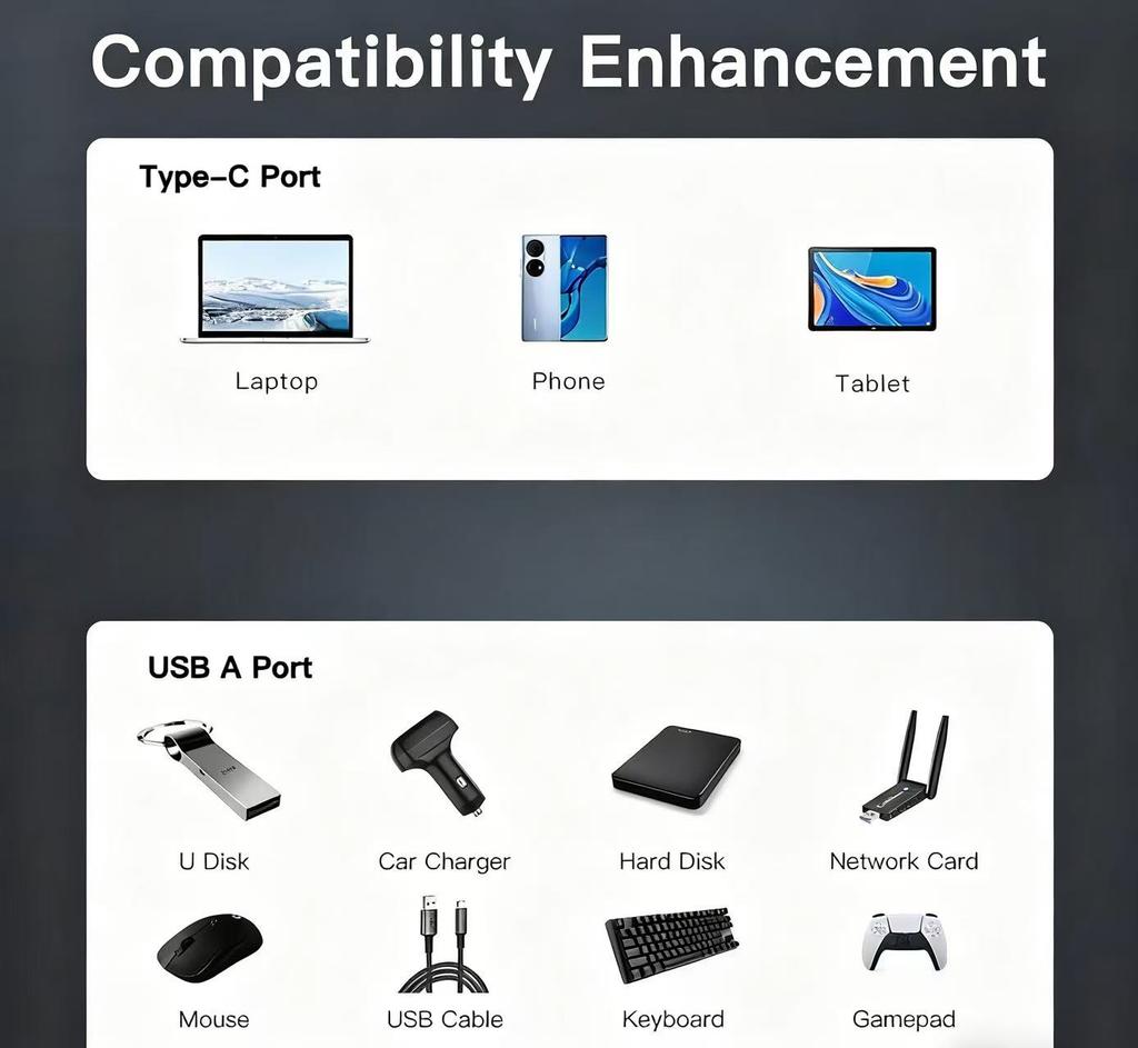 OEM Logo Type C Factory Direct Supply Type C External OTG Card Reader USB 2.0 Port TF SD Card Reader USB Hub USB