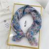Floral Cotton Linen Silk Scarf: Women's Square Headband for Spring, Summer, Autumn - Korean Fresh Style