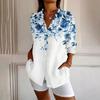 Camicia da Donna con Bottoni Manica Lunga con Stampa Grafica Top Blusa