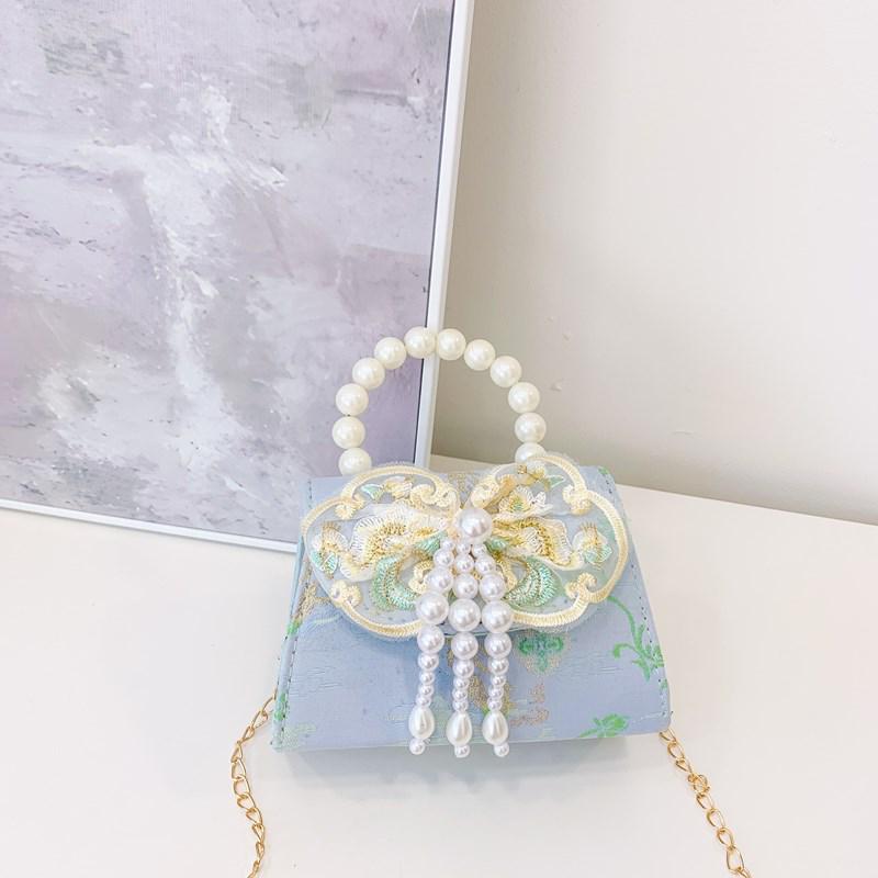 Charming Ancient-Style Pearl Handbag for Little Girls – Cute Outdoor Princess Coin Purse