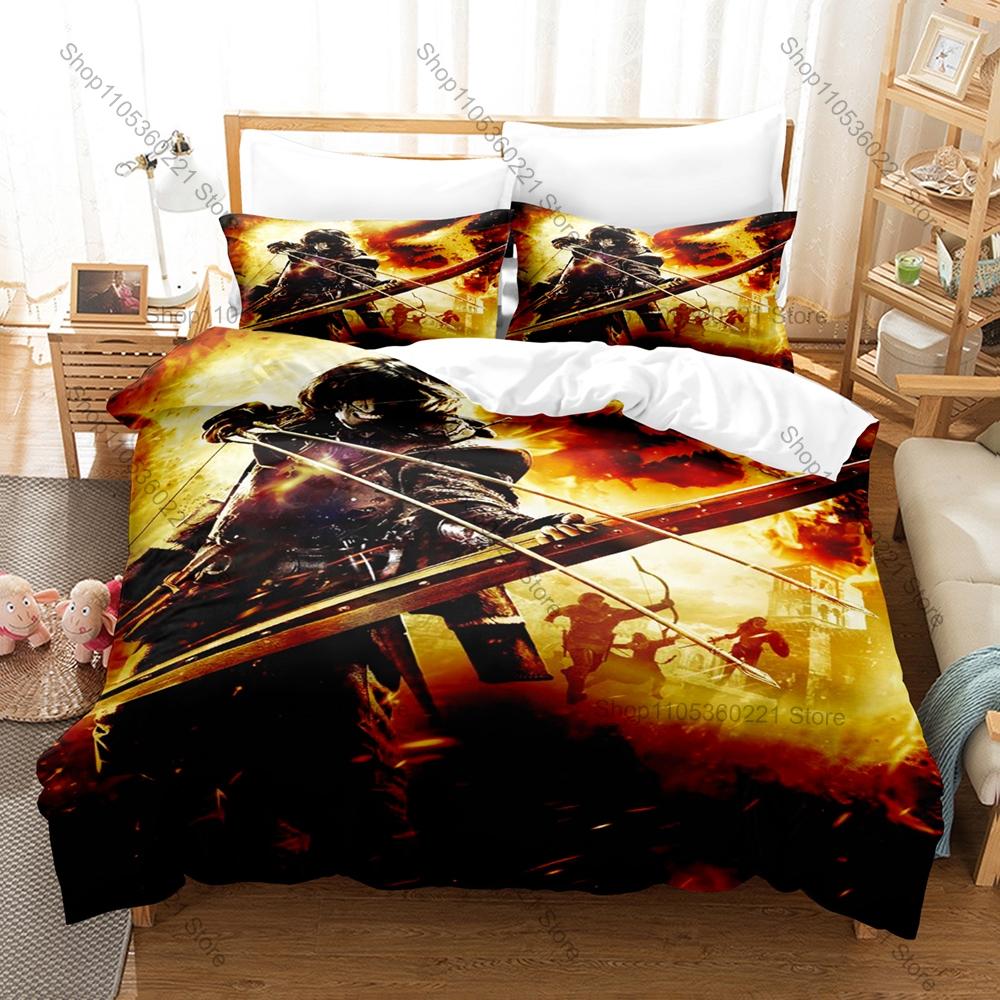 Dragon's Dogma 2 Arisen Pawn Fantasy RPG Game 3D Print Bedding Set Duvet Cover 2 Pillowcases Soft Polyester Bed Linen For Gamers