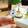 Figurine Flori de Sticlă Artizanale Ornament Floare Mini Ghiveci Suflat Manual Cadouri Florale Colecționabile pentru Ziua Mamei, Ziua de Naștere, Crăciun