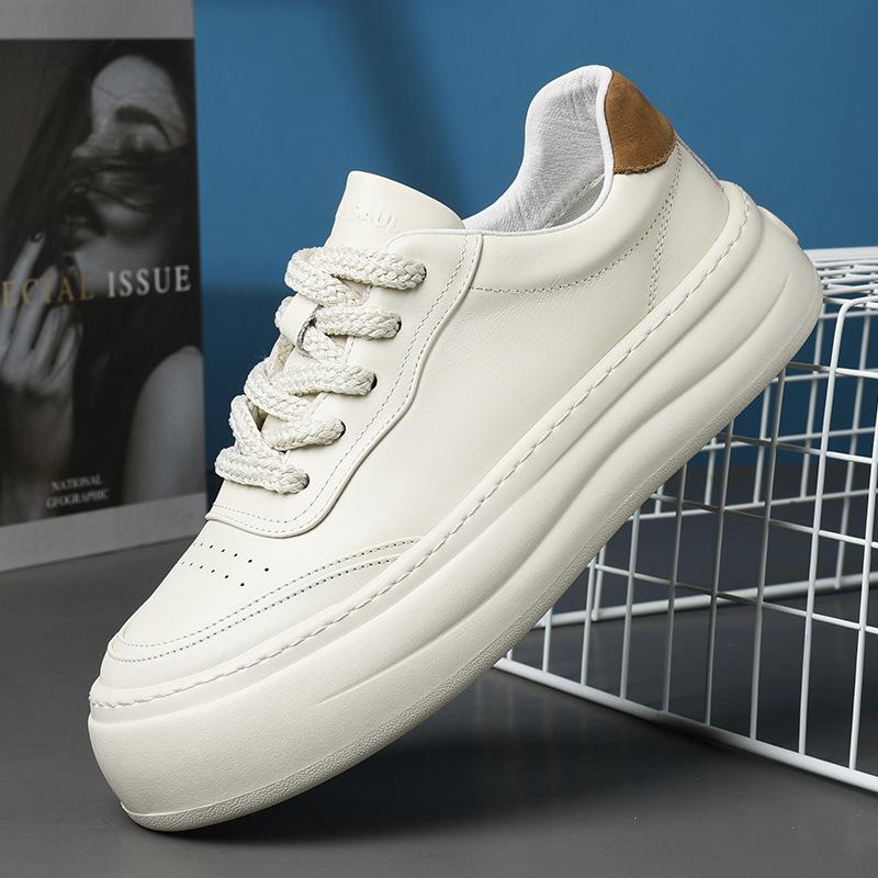 2025 Direct Supply Men's Shoes Autumn New First-layer Cowhide Versatile Breathable Thick Sole Lightweight Trend Sports and Leisure Shoes