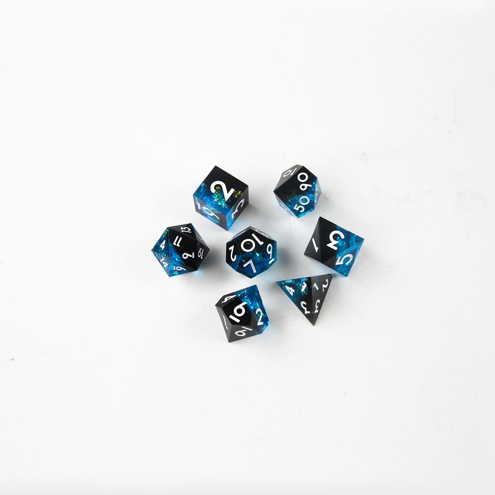 Handmade Resin Sharp Edge Polyhedral Dice Set, Fantasy Tabletop RPG Game Dice D20 D12 D10 D8 D6 D4
