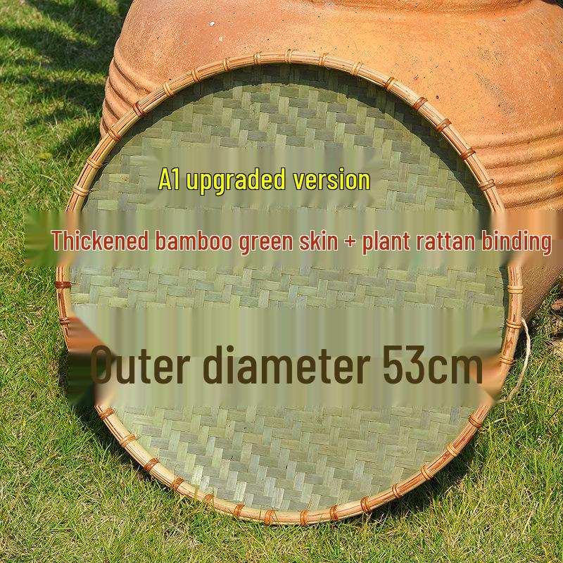 Large Handmade Bamboo Winnowing Basket - Round Woven Tray/Sieve for Drying or Decoration