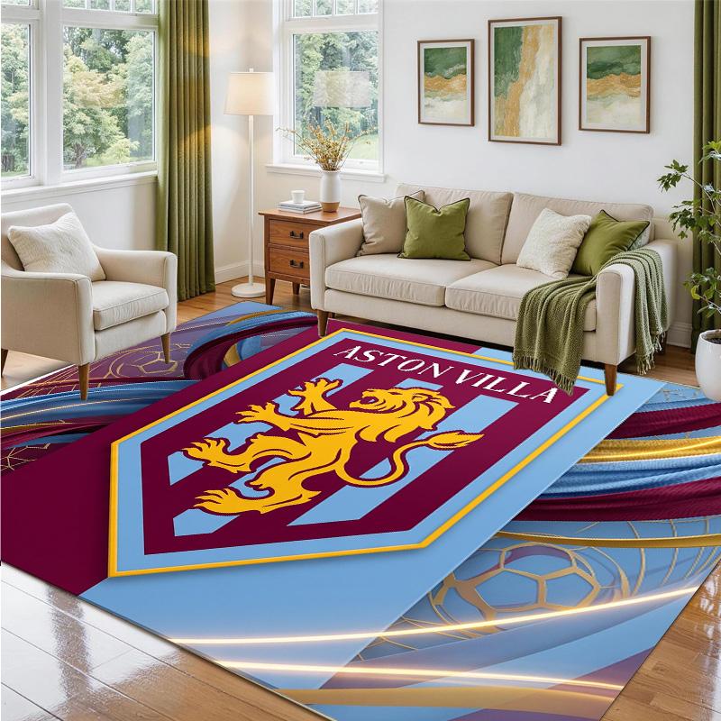 Aston Villa Football Design Crystal Velvet Rug Soft Decorative Mat for Bedroom Entrance