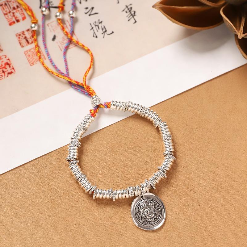 

Tibetan hand rub cotton rope woven broken silver entanglement bracelet women s retro hand rope men s bracelet