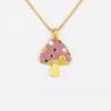 Nidin Cute Enamel Mushroom Pendant Necklace For Women Girls Colorful Zircon Dainty Chain Choker Aesthetic Trendy Jewelry Gifts