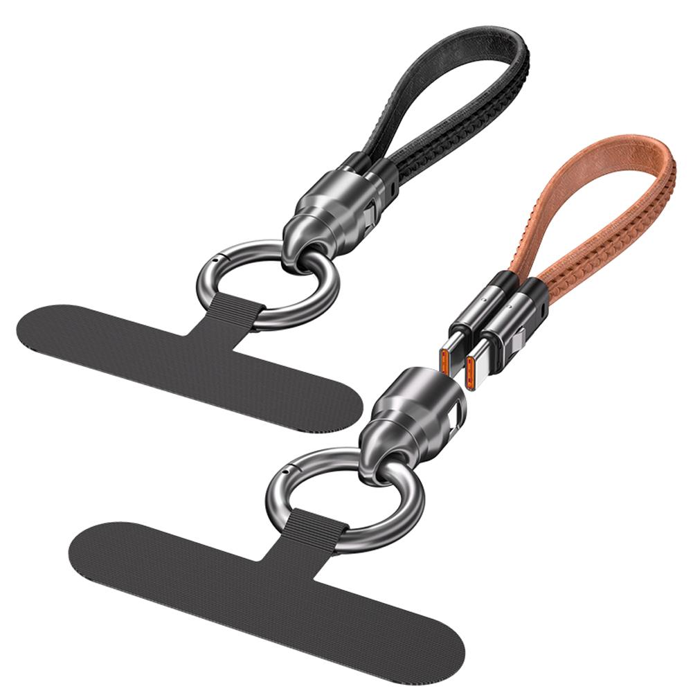 240W Keychain USB C Carging Cable 2IN1 5A Dual Type-C For iPhone AirPods Cord iPad Fast Chargin C0A2