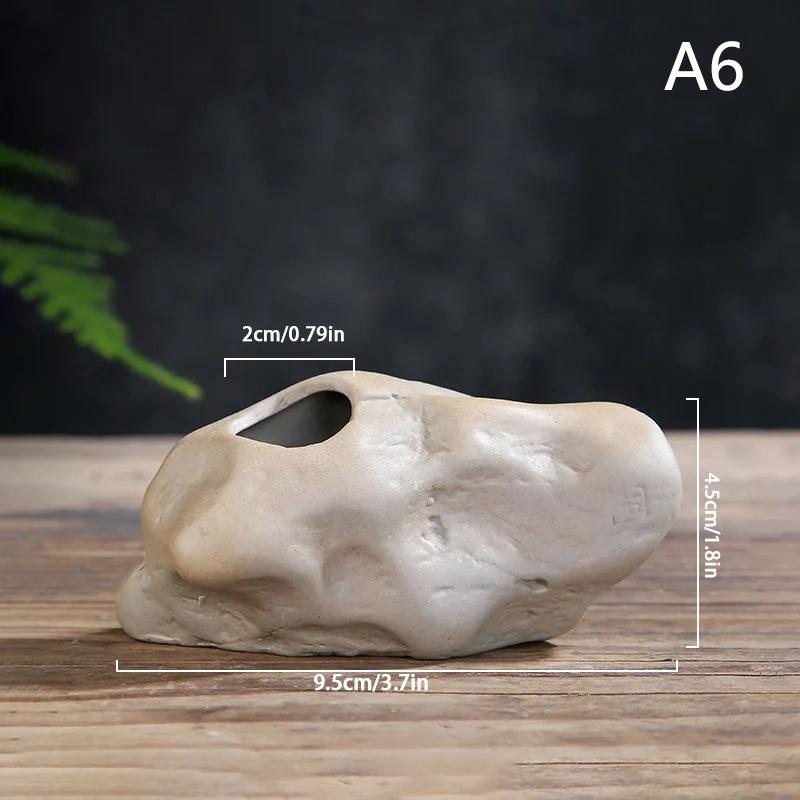 

Мини керамическая ваза, имитация камня, декор для цветочной композиции, гидропонная ваза для цветов, украшение для домашнего офиса в китайском стиле дзен