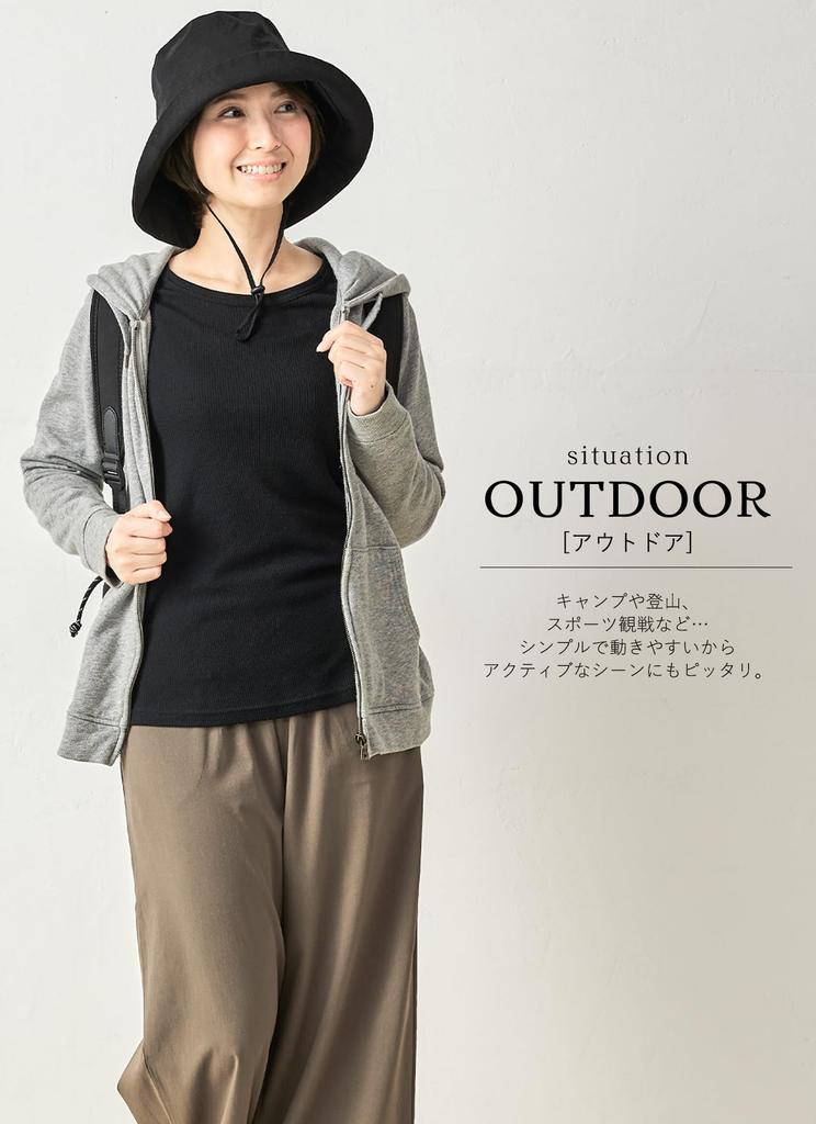 901 Made in Japan Merino Wool Ribbed Long Sleeve Cut and Sew Crew Neck [SPAN] T-Shirt Women's (LL, A-Off)