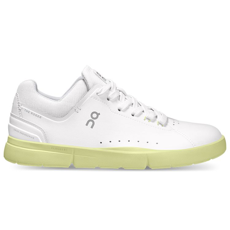 On Roger Synthetisches Leder N-Slip Abriebfest Leicht Low-Top Sneakers Damen Sneakers Weiß Grasgelb 48.98958