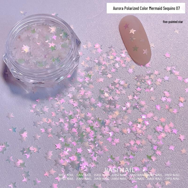 Iridescent Mermaid Nail Art Glitter & Stickers: Butterfly, Star, Irregular Shapes