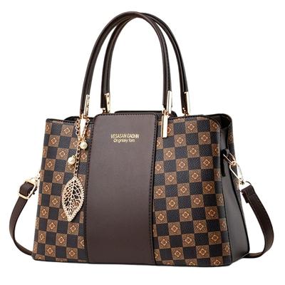 Shoulder Elegant and Stylish PU Leather Patterned Bag for Commuting To Work or School [SHARE ITEMS] Women's 2-Way Bag, Crossbody/Handbag, (Brown