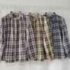 Export Japanese Style Original Single Yarn-Dyed Plaid Ear Stand Collar Open Long Sleeves Shirt Women's Doll Shirt Base Retro Casual