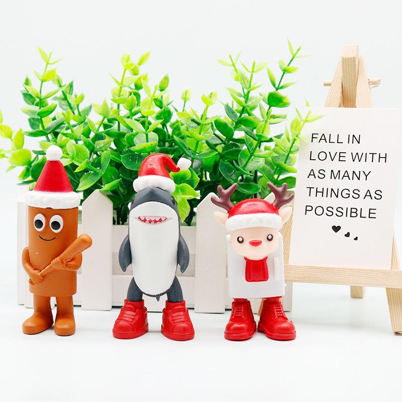 8 Stück/Set Tung tung tung Sahur Figuren Weihnachtsgeschenk PVC Modell Italienischer Hirnfraß TungTungSahur Ornamente Autodekoration