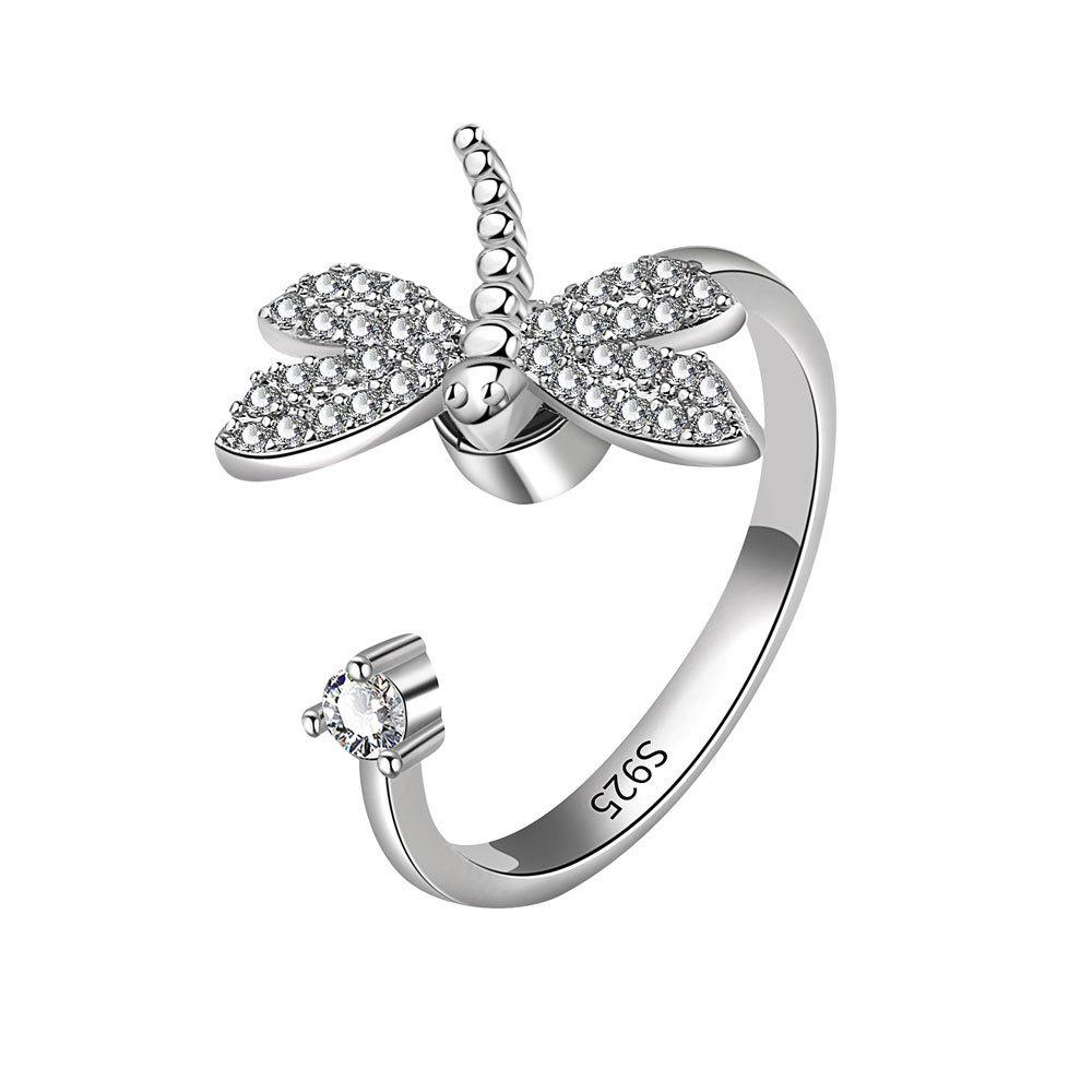Fashionable Swirling Zirconia Ring With Dragonfly Design For Womens Stylish Jewelry