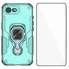 For iPhone 16e Phone Case WANLONFENG PC TPU Back Cover Kickstand with Tempered Glass