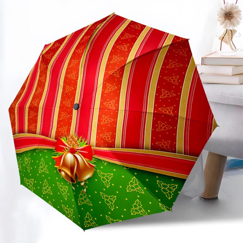 1pc Christmas gift Print Automatic Opening and Closing Folding Umbrella with 8 Iron Ribs - Portable, Foldable for Travel yy251124051
