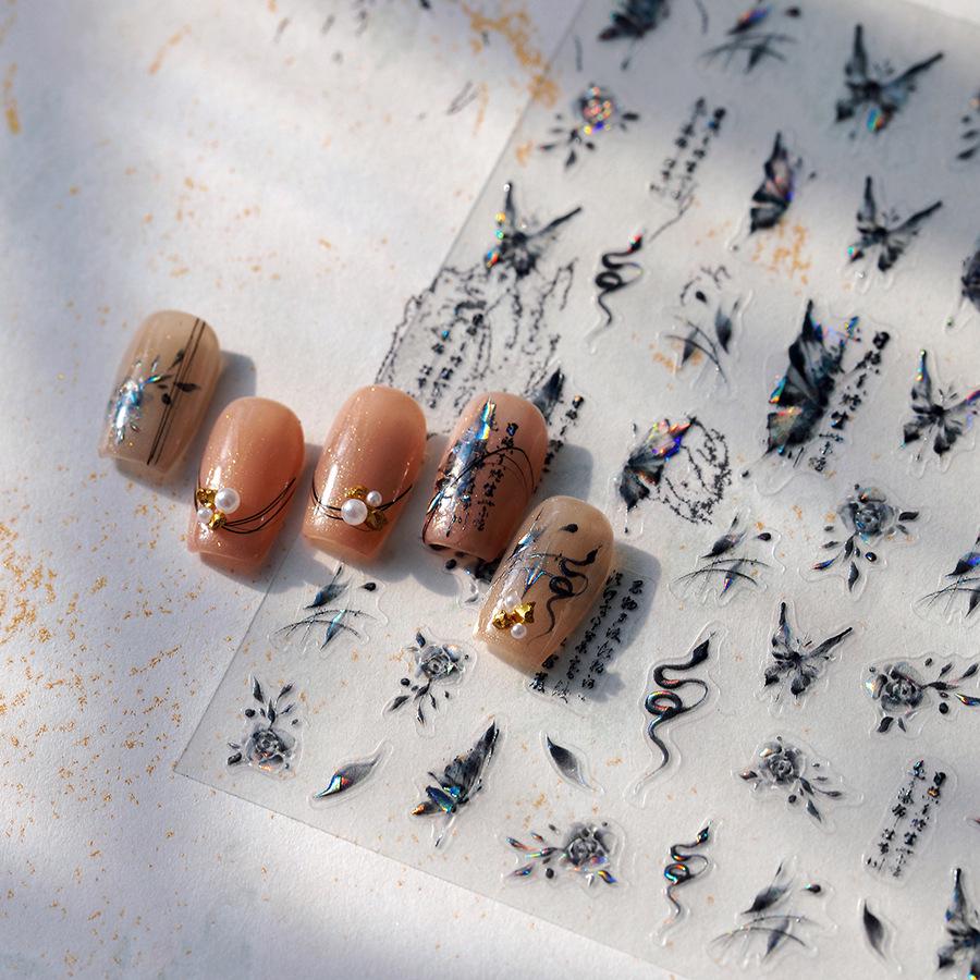 

Snake Style Ferrite Nail Stickers: Frosted & Hot Stamping M-660, Transparent Glass