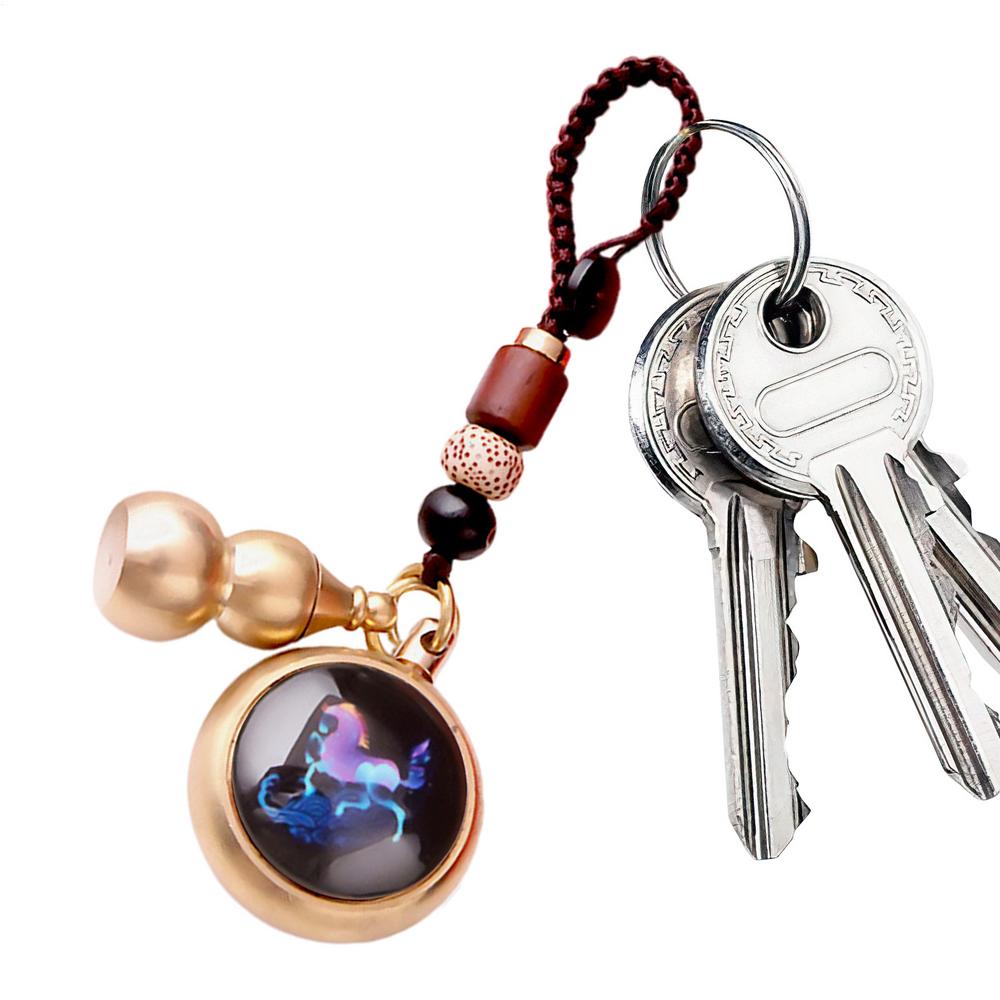 

Brass Gourd Pendant For Car Chinese Style Lucky Key Chain Chinese Style Luminous Charm Key Ring For Suvs Trucks Home Window