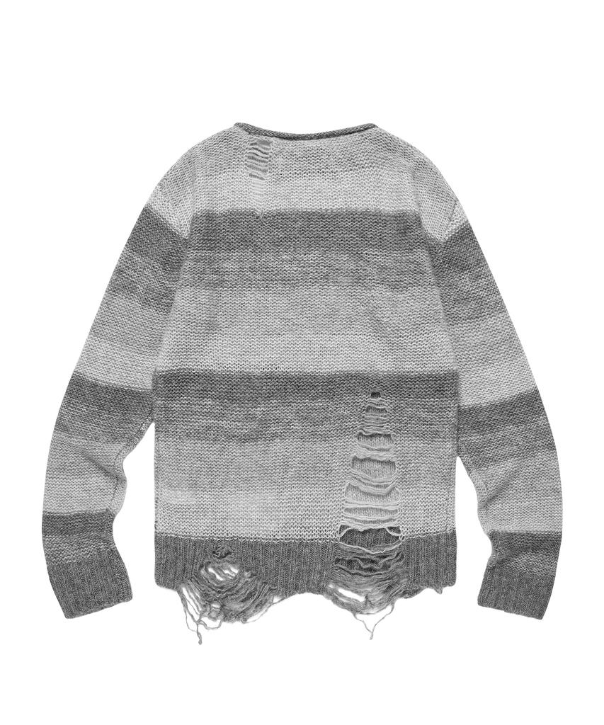 THEVINYLHOUSE Grunge Stripe Sweater Gray