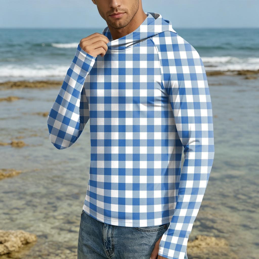 Herren UPF50+ Sonnenschutz-Kapuzenpullover Leichte Schnelltrocknende Langarm-Kapuzenjacke für Outdoor-Aktivitäten mit Atmungsaktivem Stoff und Bequemer Passform