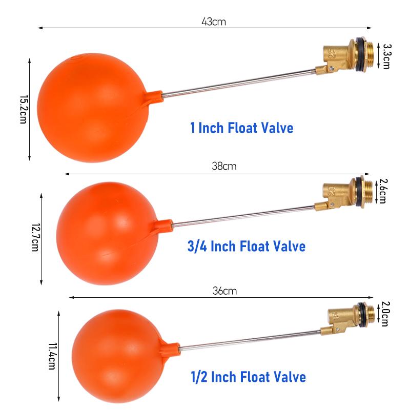 1/2" 3/4" 1" Brass Float Ball Valve Water Sensor Float Ball Valve Control Flow Control Float Sensor Valve