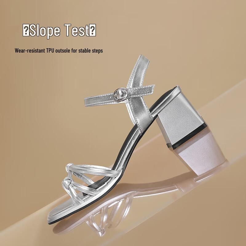 ZHR Women's French Elegant Chunky Heel Sandals