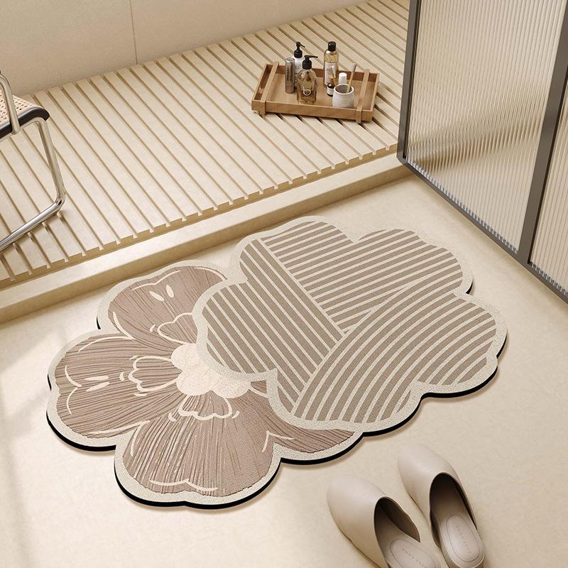 Light Luxury Soft Diatom Mud Floor Mat, Bathroom Floor Mat Can Be Cut, Water Absorption And Quick Drying, Non-Slip Mat At The Door Of The Bathroom