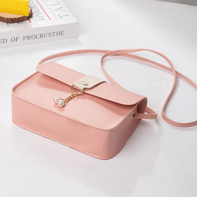 Kontrast Damen Schultertasche Schlichte Perlenanhänger Luxus Designer Handtasche