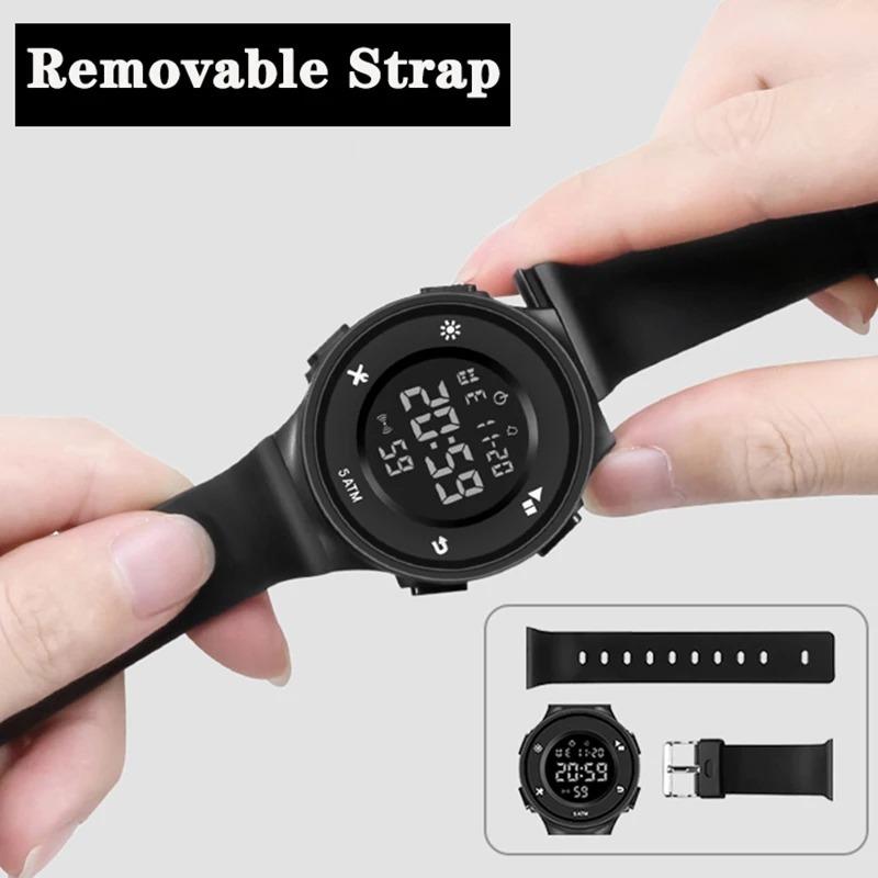 Men's Sport Watch Round Dial LED Digital Watches Luminous Waterproof Multifunction Clock Outdoor Military Wristwatch for men